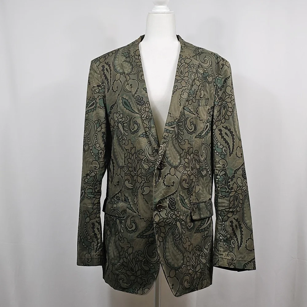 Bonobos Jetsetter Unconstructed Blazer 44L Slim Fit Green Blue Paisley Jacket